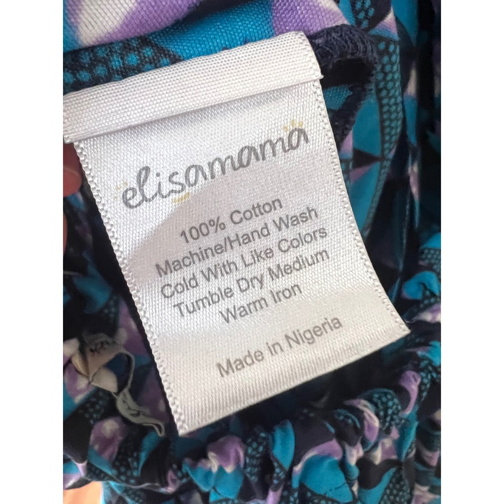 Tuckernuck Elisamama Blue Geometric Ankara Print Ruffle Sleeve Maxi Dress Large - Picture 7 of 9